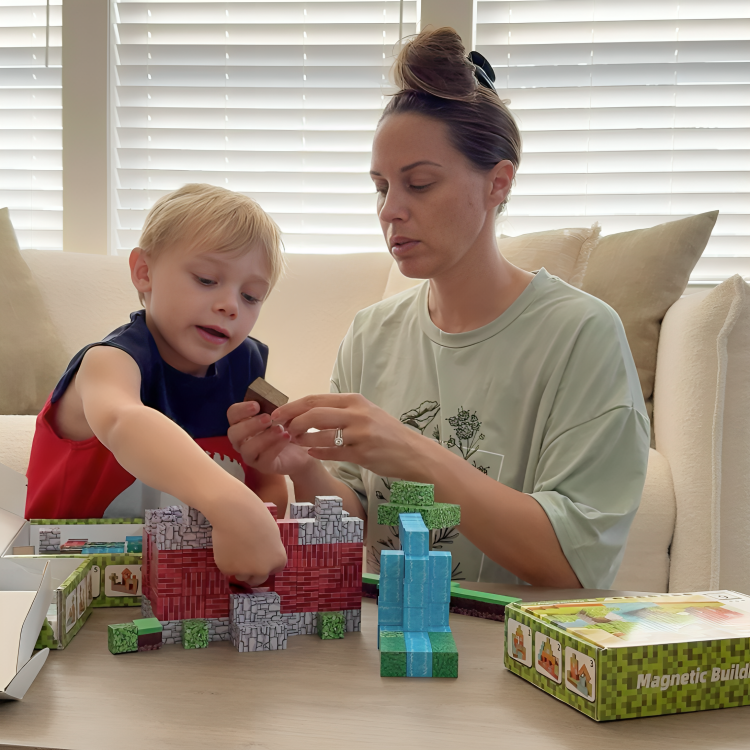 128 PCS-Snow Hut Magnetic Building Blocks Educational STEM Toys For Kids – Minecraft-Style Creative Building Toy VENTA BLOCKS